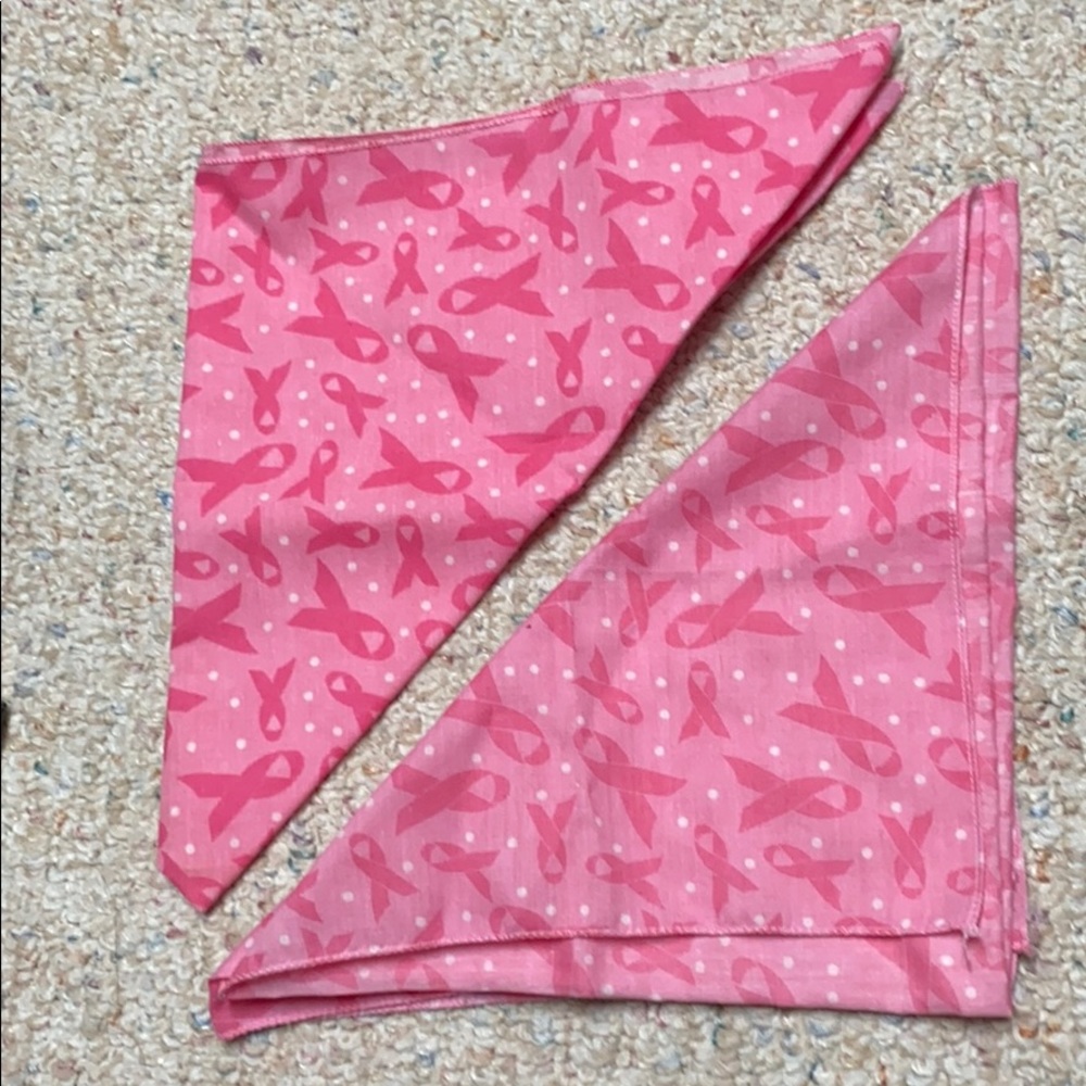 2 pink breast cancer awareness bandanas! No flaws!